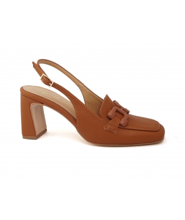 VSI EFI Mocasín vegano marrón tacón abrazadera punta cuadrada zapatos veganos hechos en Italia