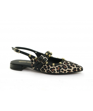VSI KESHIA Vegane Ballerinas Slingback Animalier Zehenriemen Nieten Made in Italy
