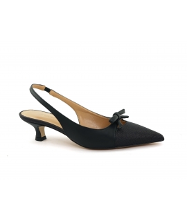 VSI ALIVA Slingback decollet&egrave; mais vegan nere tacco basso punta fiocco Made in Italy