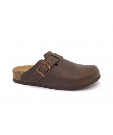 BIONATURA Dunkelbraune geschlossene Hausschuhe, Unisex-Sabot, hergestellt in Italien