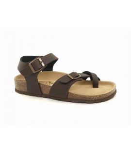 Sandales vegan pour femmes BIONATURA, tongs marron, bride au talon, fabriqu&eacute;es en Italie