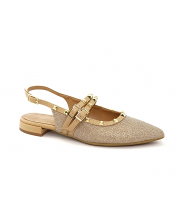 VSI KESHIA Vegan Slingback Ballerinas with Studded Straps and Pointed Toe, Made in Italy