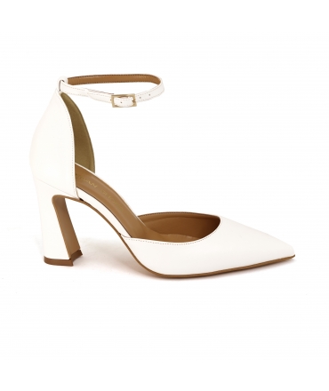 VSI AUDRY White Vegan Wedding Shoes Decollet pointed toe high heel strap Made in Italy