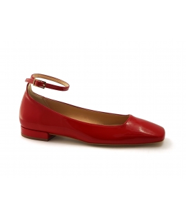 Ballerines Mary Jane vernies rouges vegan VSI LILI &agrave; bout carr&eacute; et bride fabriqu&eacute;es en Italie