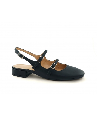 VSI TITIA schwarze vegane Ballerinas aus Mais Slingback-Riemen runde Spitze Made in Italy