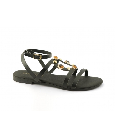Sandalias veganas VSI ALENE negras elegantes, hechas en Italia.