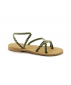 Sandalias bajas veganas VSI HOLA con chanclas trenzadas verdes. Hechas en Italia.