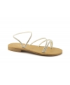 Sandalias bajas elegantes VSI ANAFI, veganas, con tira de pedrería plateada. Hechas en Italia.