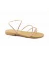 Sandalias bajas elegantes VSI ANAFI, veganas, con tira de pedrería color oro rosa. Hechas en Italia.