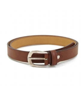 Ceinture végétalienne marron VSI NIRA avec boucle arrondie en argent, fabriquée en Italie