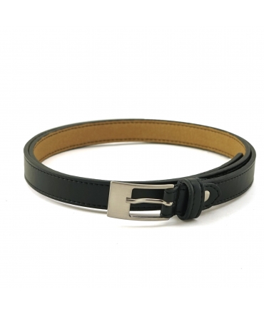 Ceinture écologique VSI KIVA en forme de pomme avec boucle argentée noire végétalienne, fabriquée en Italie