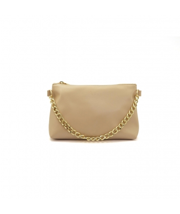 VSI ENVIE Vegane Clutch für Damen, Nude-Rosa, verstellbarer Schulterriemen, Reissverschluss und Kette