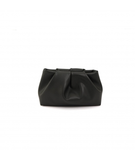 VSI ILLY Black vegan clutch bag with adjustable shoulder strap, Made in Italy