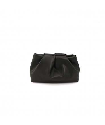 Schwarze vegane Clutch von VSI ILLY mit verstellbarem Schulterriemen, hergestellt in Italien