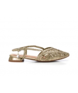 XTI Vegan Slingback Ballet Flats Golden Summer Pointed Toe Braided
