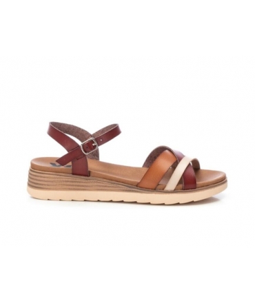 XTI Damen-Vegane Sandalen, braun, Keilriemen, umweltfreundlich