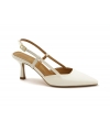Zapatos de novia veganos blancos VSI LOVELY con tacón de carrete y punta afilada. Hechos en Italia.