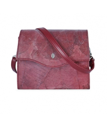 Bolso de mano tipo caja para mujer, vegano, con correa de hombro extraíble y diseño de hojas.