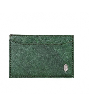Porte-cartes végan, feuilles vertes, portefeuille compact écologique