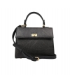 Schwarze vegane Blatttasche mit abnehmbarem Schulterriemen, elegante Handtasche