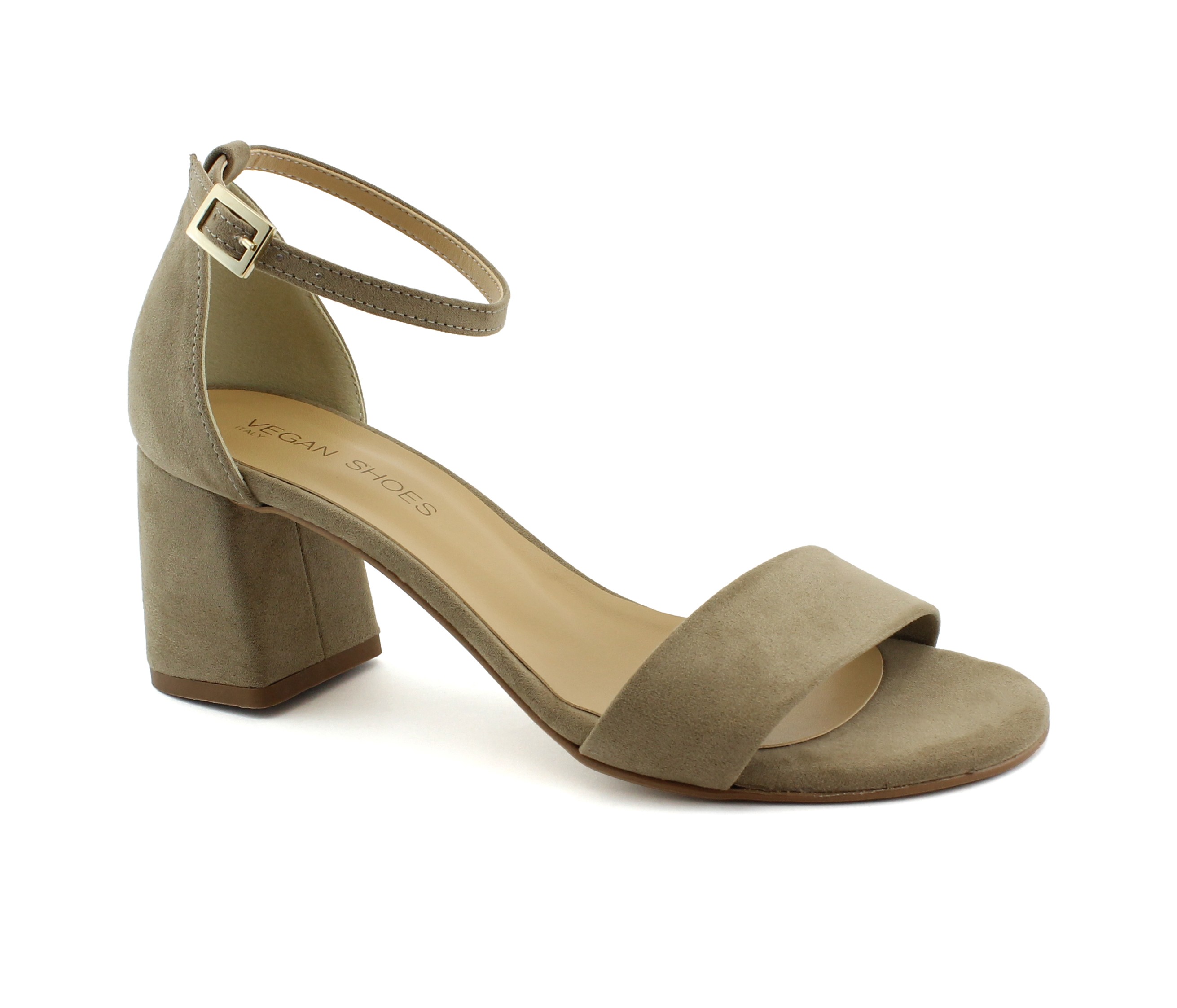 sandali vegan donna tacco beige cinturino fibbia