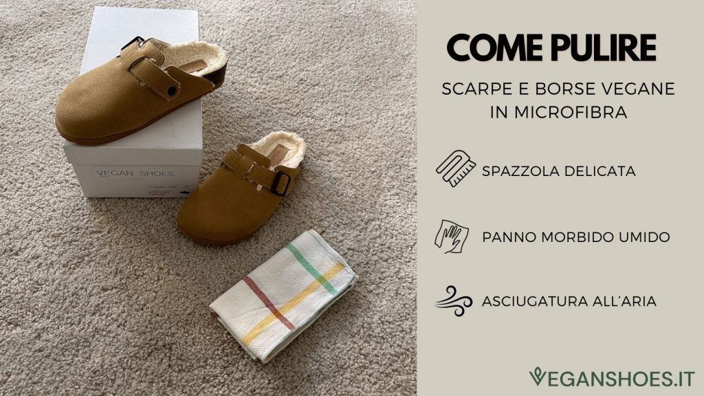 Infografica su  Come si Puliscono Scarpe e Borse in Microfibra? 